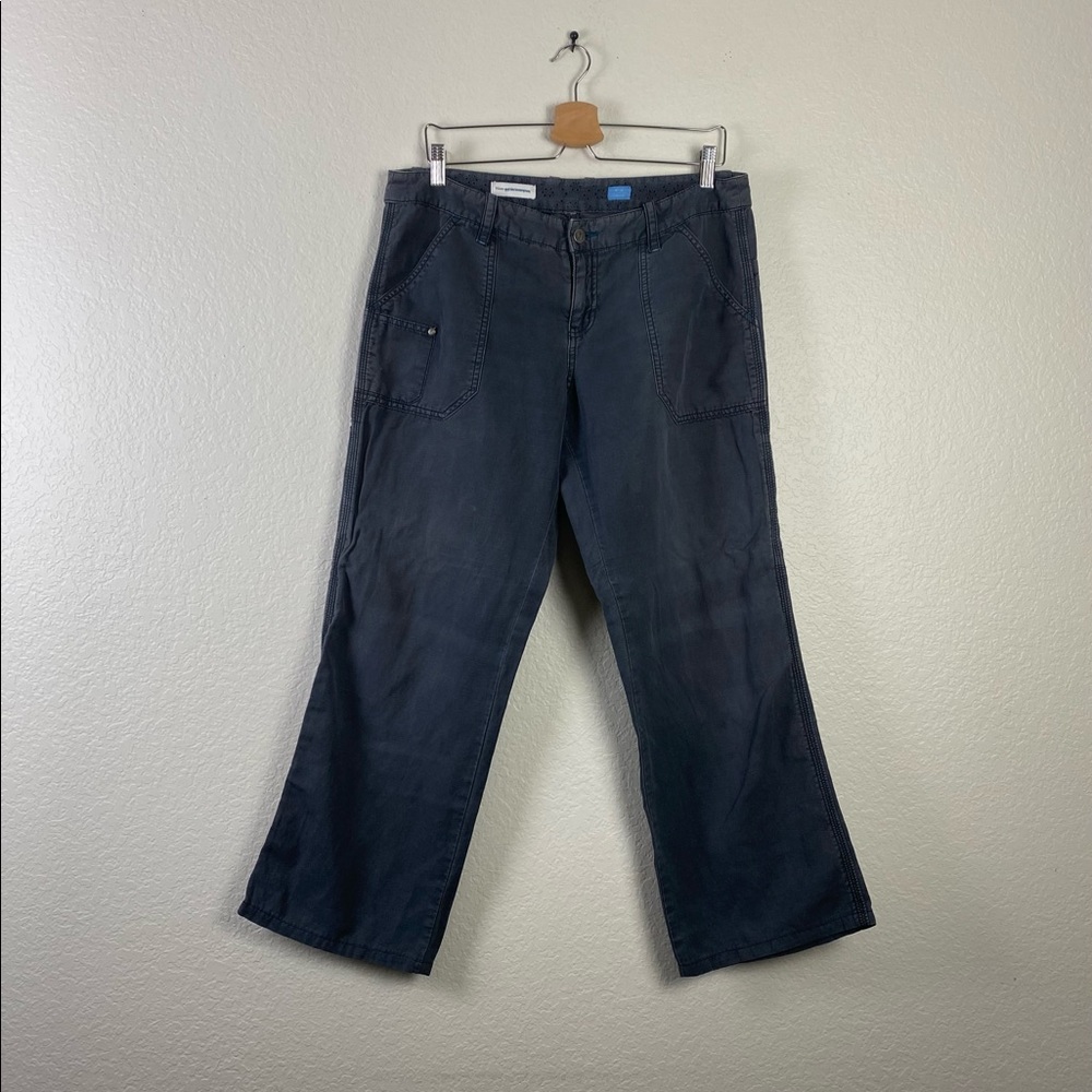 Pilgrim dark wash gray wide leg long pants size 12.